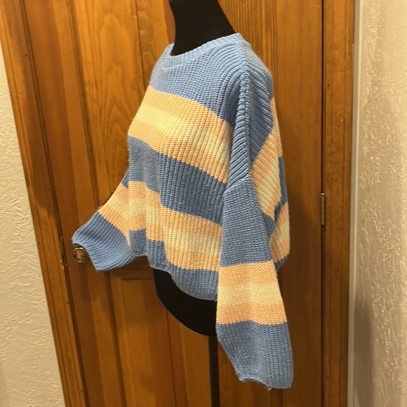 Asos Deisgn Striped Pastel Color Scoop Neck Sweater Sz 2 - Picture 4 of 6